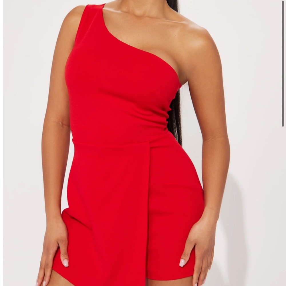 One-Shoulder Red Dress